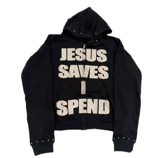 JSIS Rhinestone Zip Up “Black”