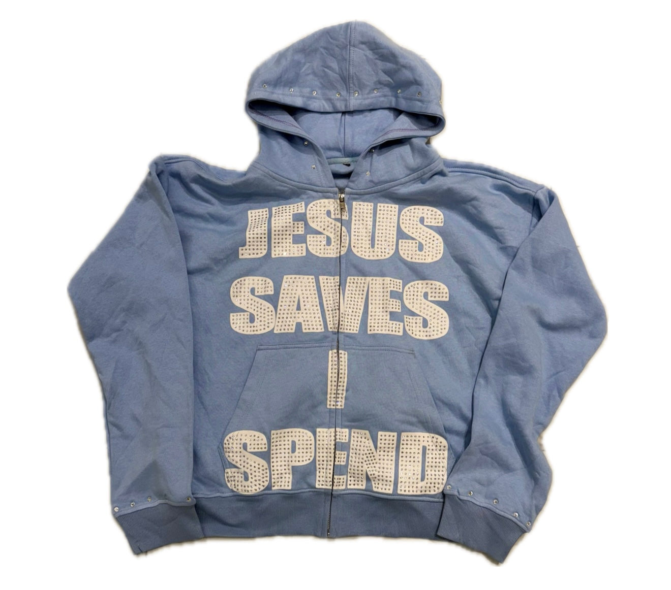 JSIS Rhinestone Zip Up “Baby Blue”