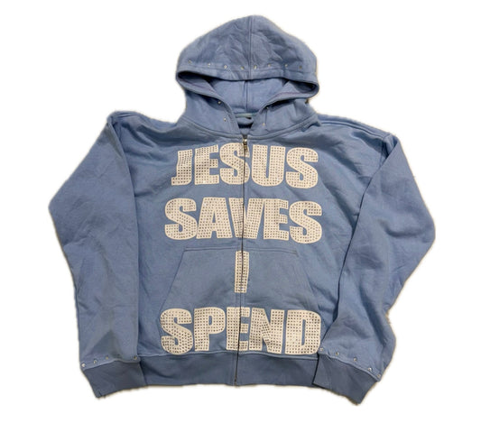 JSIS Rhinestone Zip Up “Baby Blue”