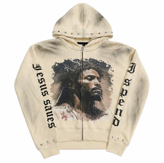 JSIS Savior hoodie cream waffle knit