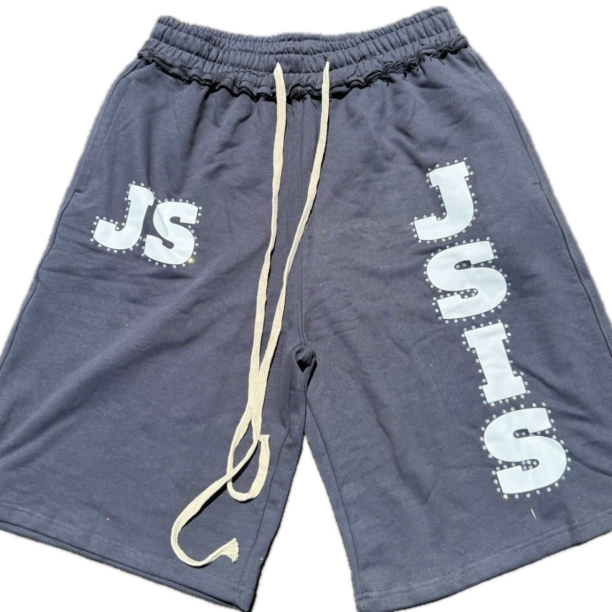 JSIS rhinestone 3/4th sweat shorts grey