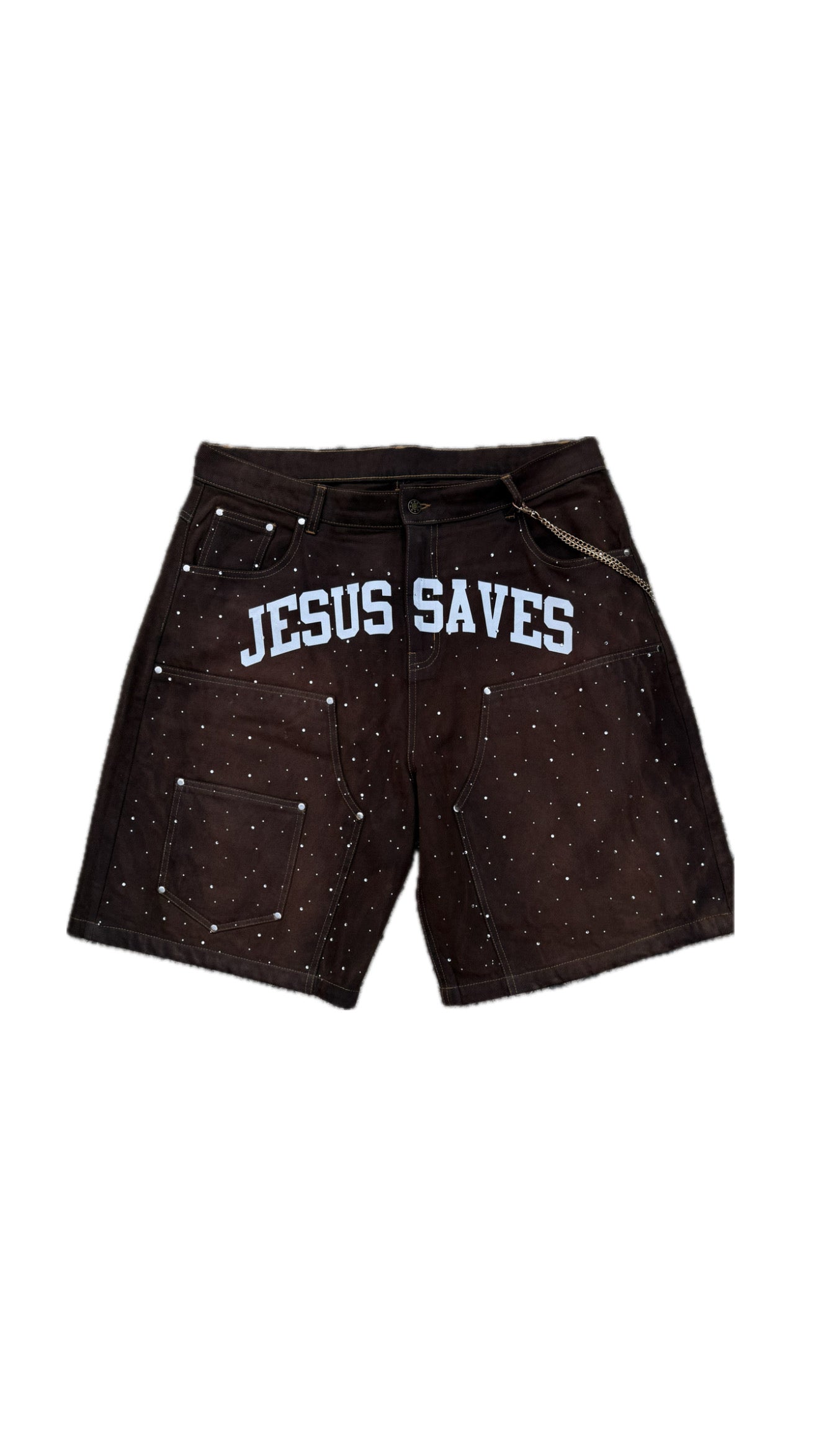 JSIS Rhinestone shorts brown