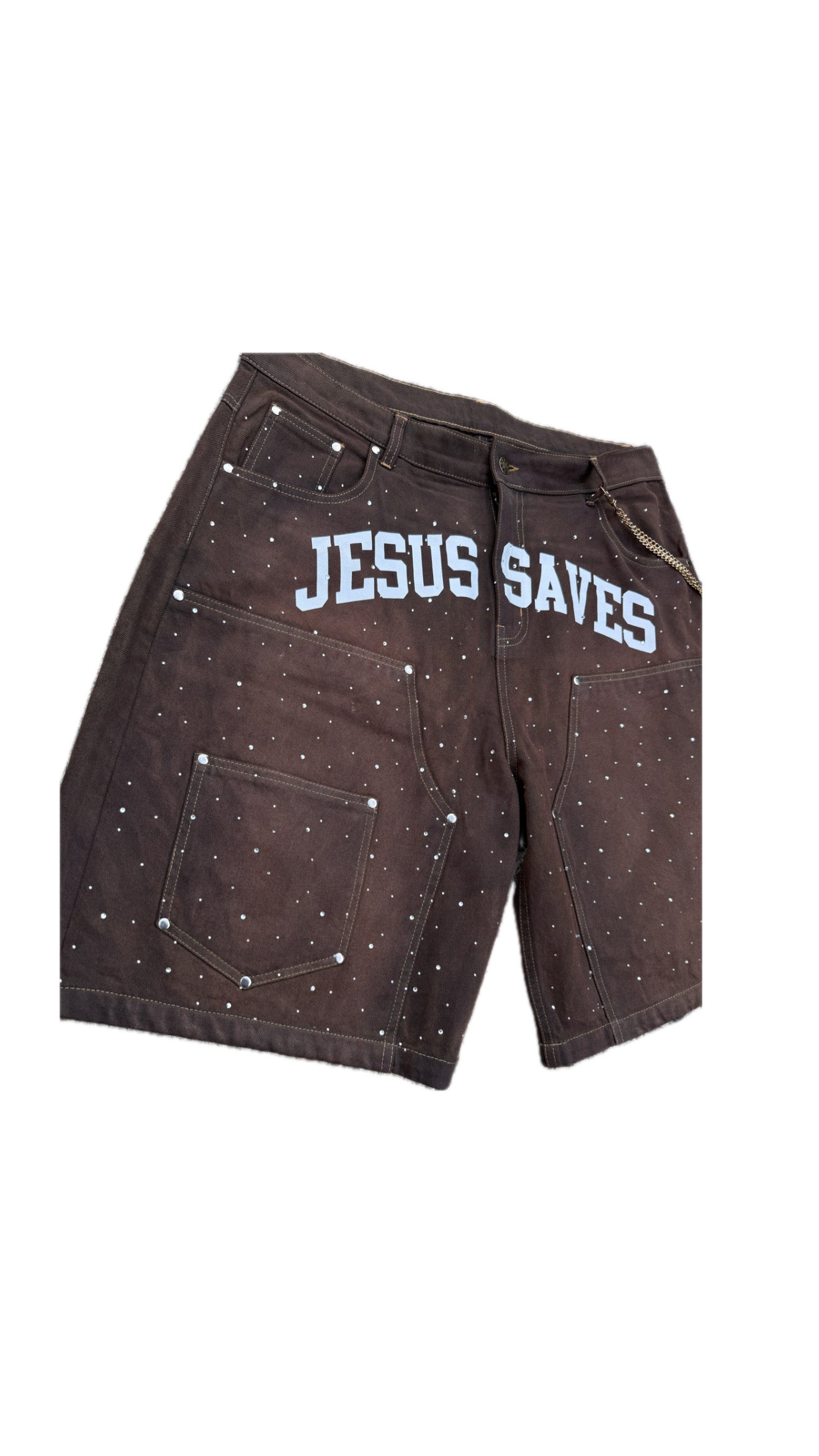 JSIS Rhinestone shorts brown